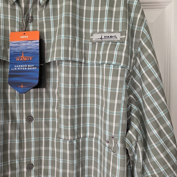 Habit Men Gray Plaid Harbor Bay Long Sleeve River Shirt Size 2XL - Picture 4 of 13